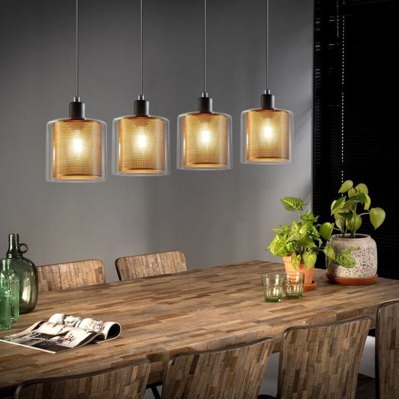 Gbly - Pendelleuchte Esstisch Hängelampe Vintage Retro - Schwarzgold Design Hängeleuchte 4 Flammige E14 Esstischlampe au...