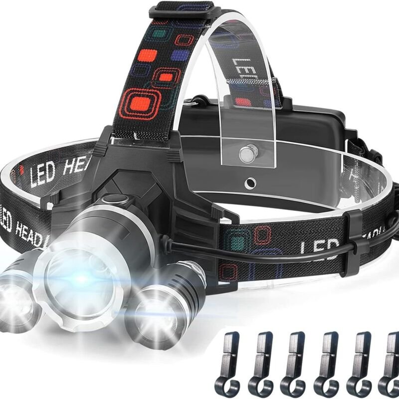 Wiederaufladbare Stirnlampe, 8000L superhelle, wasserdichte, leichte und leistungsstarke LED-Stirnlampe mit Rotlicht, 5 ...