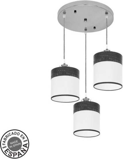 Fabrilamp - Cloe Deckenleuchte 3xe27 Chrom/Weiß-Holz Schwarz Regx42x42 cm