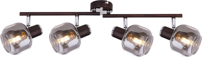 Deckenlampe Deckenleuchte Esszimmerlampe Küchenleuchte, bronzefarben verchromt, Metall Glas, LxBxH 58x10x18 cm