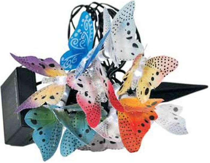 Led Solar Lichter Kette Beleuchtung Außen Leuchte Schmetterlinge bunt Dekoration 10x, l 445 cm