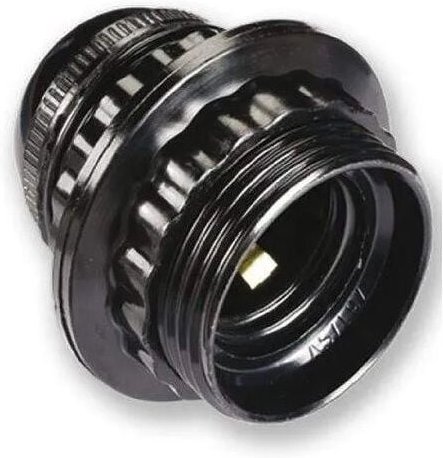 Electraline - Lampenfassung E27 schwarz mit Gewinde und Ring, Durchmesser 10, 150W, 4A, 250V