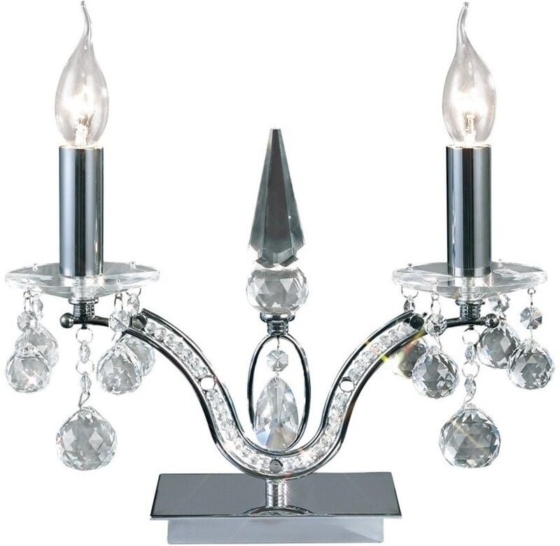 Inspired Diyas - Tara - Tischlampe 2 Licht poliert Chrom, Kristall