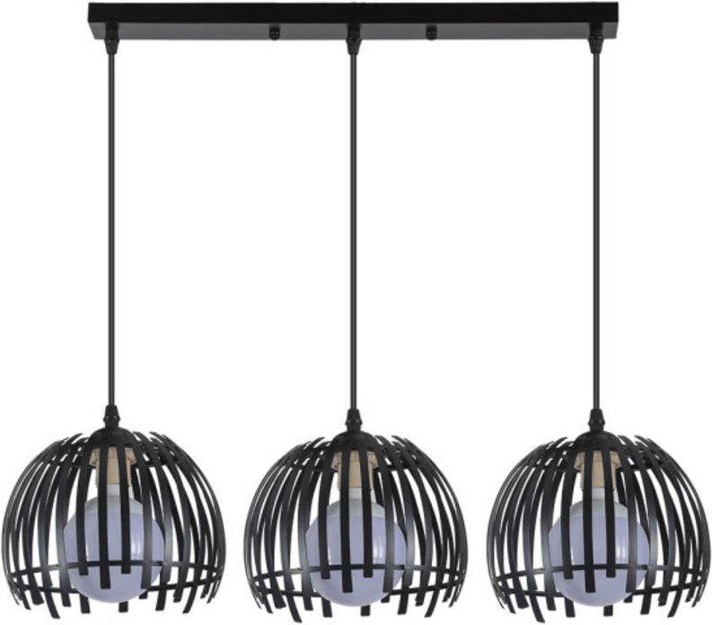 Lámpara de lámpara de techo alargada Latina Negra 3xe27 Regx74x20cm - Fabrilamp