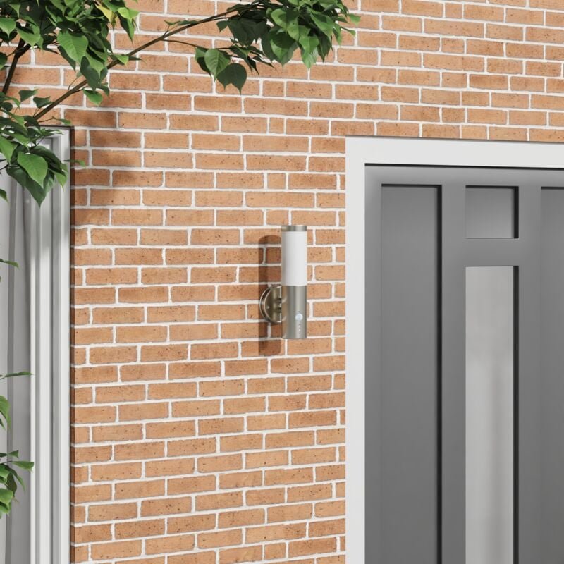 Außenwandleuchte mit Sensor Silber Edelstahl IP44 vidaXL528954