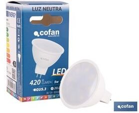 Thumbnail - Cob GU-5.3 LED-Lampe (5W 4000K 400lm) Ø5x5,5cm weiß