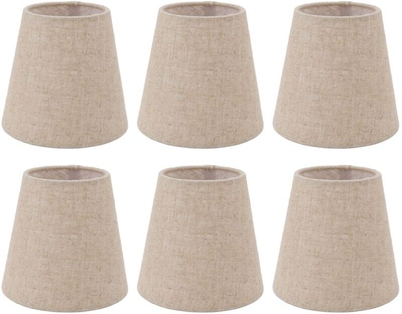 6 Stück kleine Lampenschirme zum Anklippen, Trommel-Lampenschirm aus Leinenstoff für Kerzenlampen, Beleuchtungszubehr