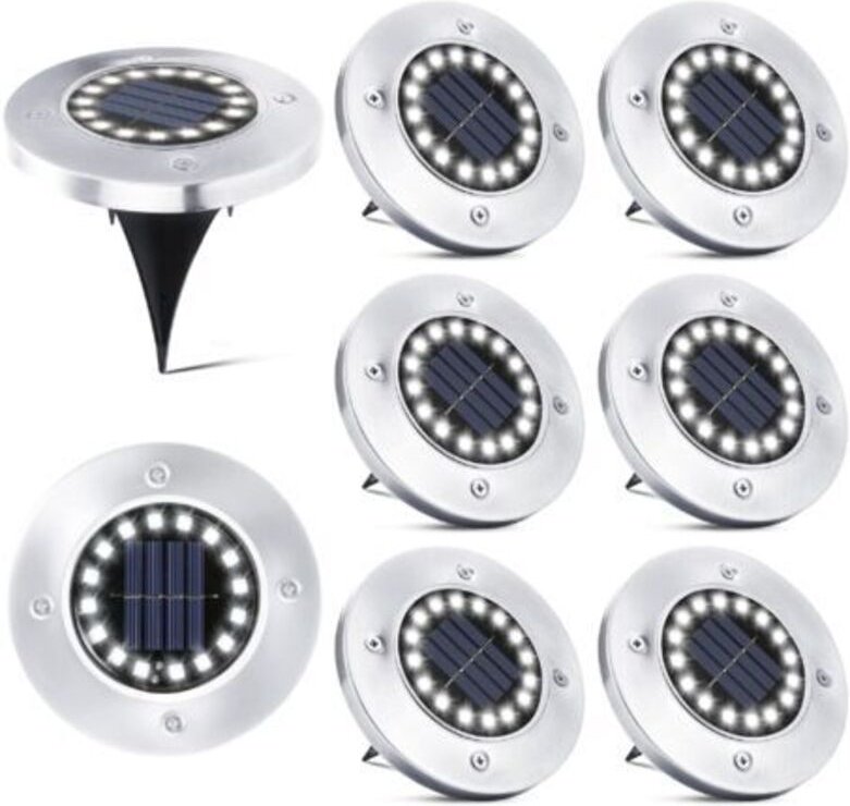 16 LED-Solar-Außenleuchten – 8 wasserdichte Solar-Gartenstrahler für Gehwege, Pfade, Terrassen, Höfe, unterirdische und ...