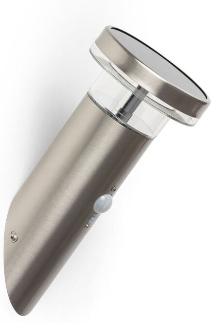 Efectoled - Wandleuchte Außen Solar led 1,5W Aluminium mit Bewegungssensor Basil Silber