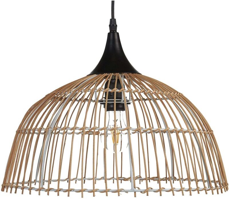 Thumbnail - Hängeleuchte Natürlich Beige Rattan Geflochten mit Rundem Schirm Langem Kabel Boho Stil Rustikal für Esstisch Wohnzimmer...