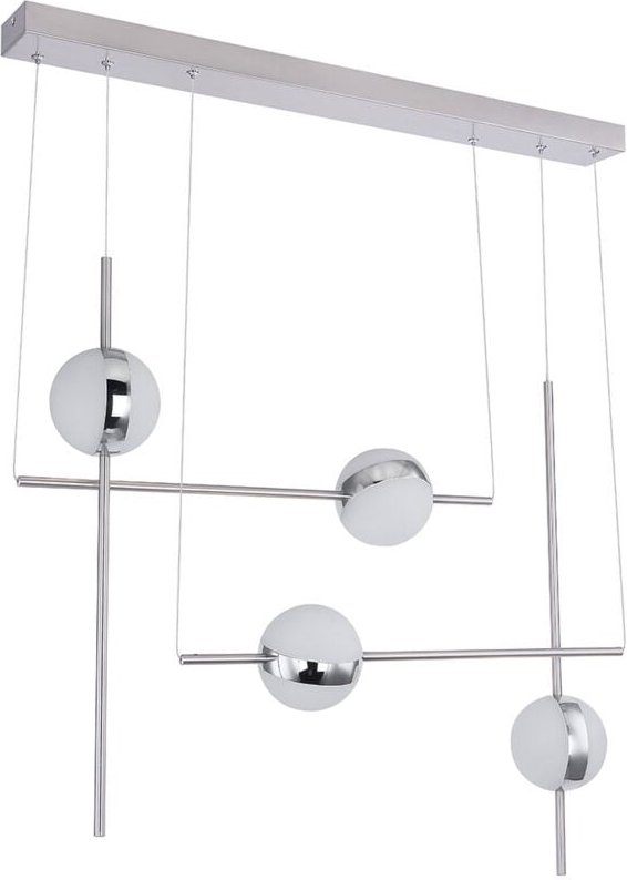 Thumbnail - Led Pendelleuchte Wohnzimmerlampe Kugel Hängeleuchte opal Chrom Innenleuchte modern, 32 Watt 2200lm 3000k, LxH 83 x 120 ...