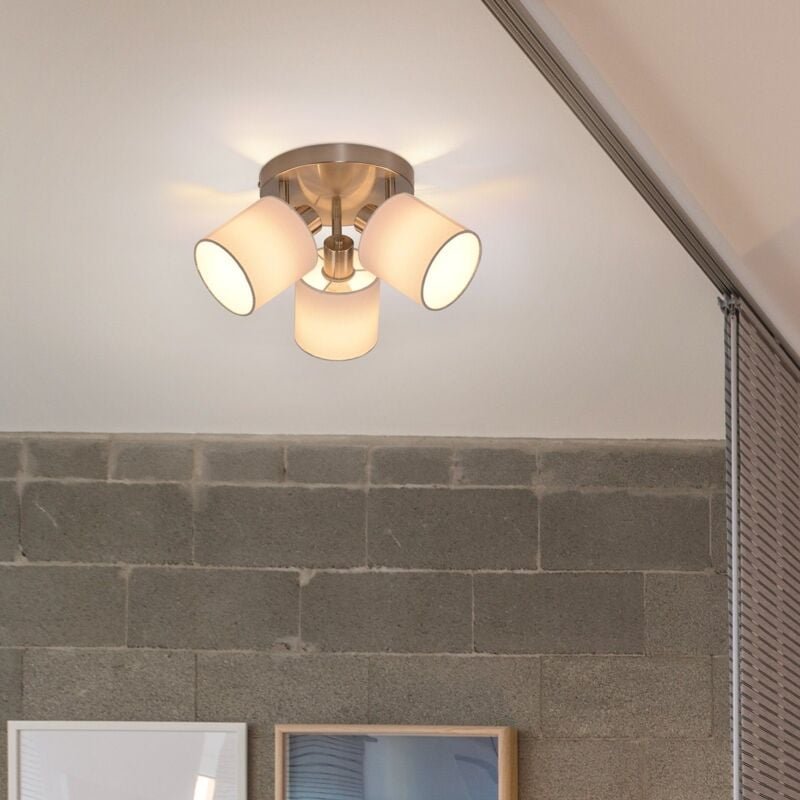 Deckenleuchte 3 Flammig Deckenlampe Flur - Deckenstrahler Modern Deckenspot Silber Wandstrahler Schwenkbar 350° E14 MAX....