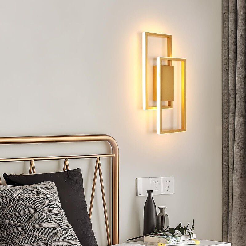 Thumbnail - Goldene Wandleuchte für den Innenbereich, 28 w, 3275 lm, moderne rechteckige LED-Wandleuchte, für Schlafzimmer, Wohnzimm...