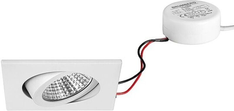 Thumbnail - Brumberg LED Einbaustrahler, 230V, 6W, 3000K, 640 lm eckig, weiß, dimmbar, Rundkonverter - mit Netzteil - 82 x 4 mm