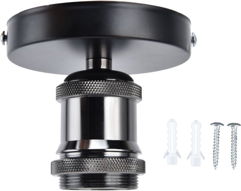 Eosnow Vintage E26 E27 Lampenfassung Deckenlampenhalter mit Zubehr für Küche Schlafzimmer Wohnzimmer 100-240VSchwarz