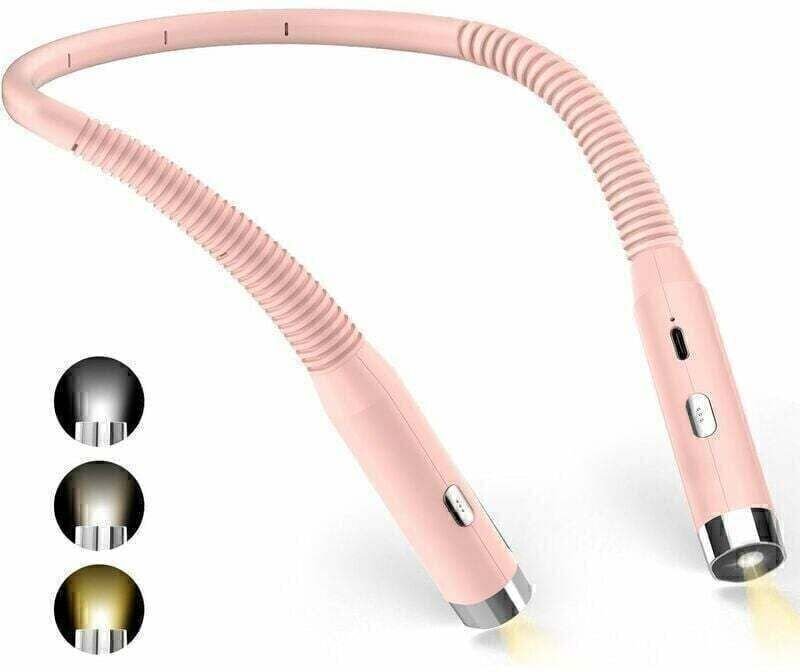 Gabrielle - Nacken-Leselampe, wiederaufladbare Leselampe im Bett, 3 Farben und 3 einstellbare Helligkeitsstufen, 360° fa...