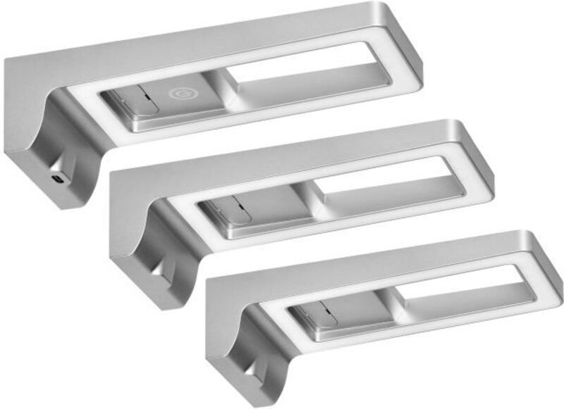 ARTUS 3er Set LED Unterbauleuchten, 3x3W, 3x225lm, 4000K, mit Touchschalter und USB, grau