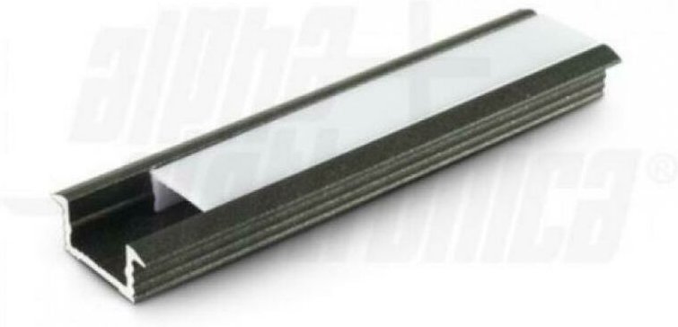 Alpha Elettronica - Alpha electronic aluminiumprofil 2mt schwarz mit matter abdeckung jo380/102n-12p