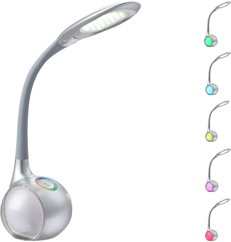 Flex led Schreibtischlampe tarron silber, dimmbar, Sockel mit Farbwechsel