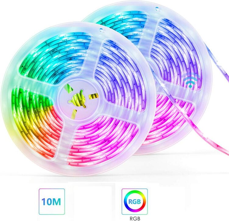 Set Mit 2 Led-Streifen À 5 M (10 M) Led 5050 Rgb 12v Ip65 Netzteil Fernbedienung Z802