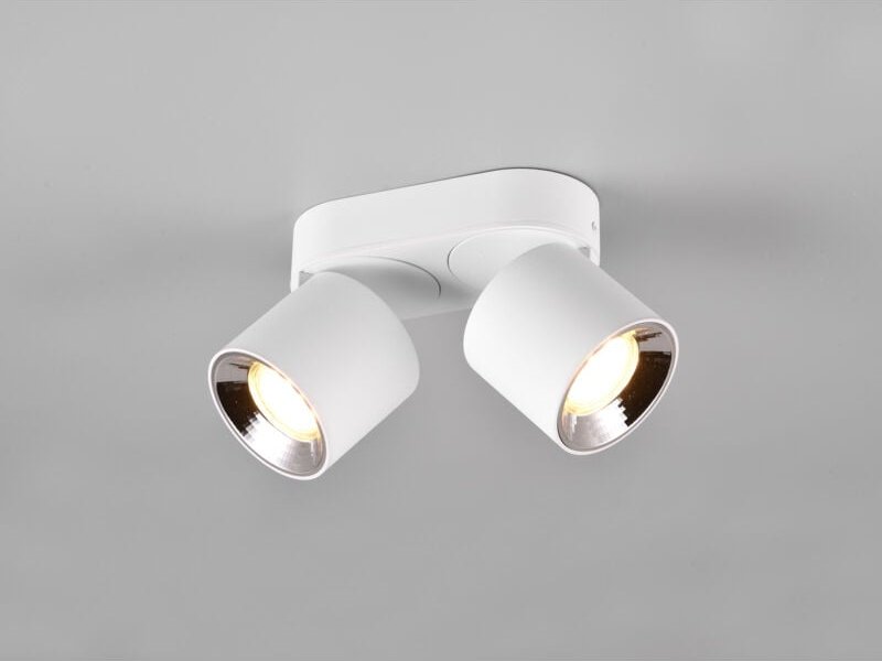 Meinewunschleuchte - led Deckenstrahler Weiß 2 Spots schwenkbar dimmbar, Breite 18cm
