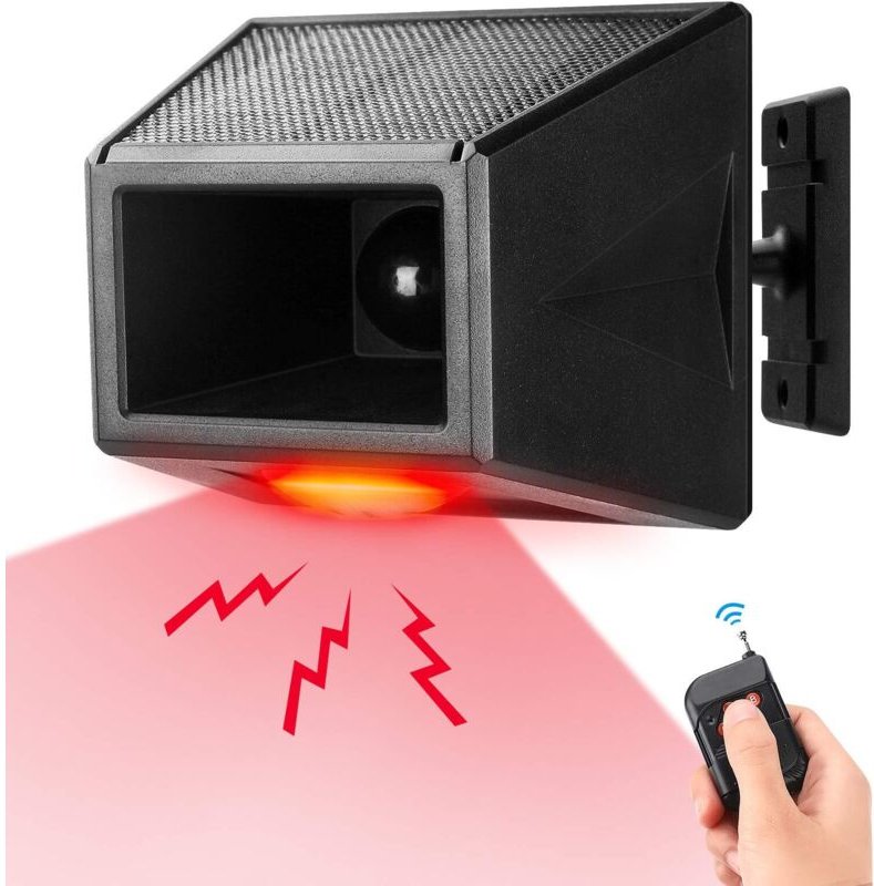 Solarbetriebene Bewegungsmelder-Blitzleuchte, IP65 wasserdicht, LED, 129 dB laute Sicherheitssirene für Haus, Bauernhof,...