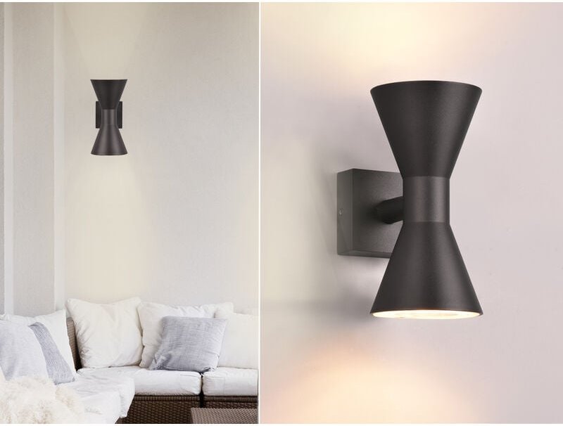 Meinewunschleuchte - led Außenwandleuchte Up and Down in Schwarz, Höhe 20cm