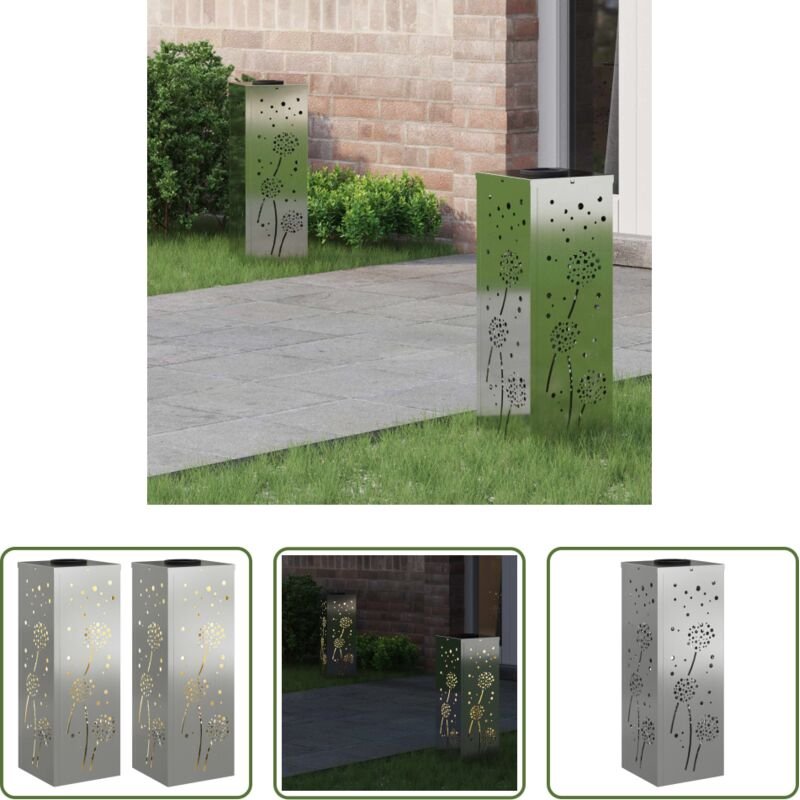 Wegeleuchten - Solar LED Weg Licht 2 pcs Silber Galvanisiertes Stahl