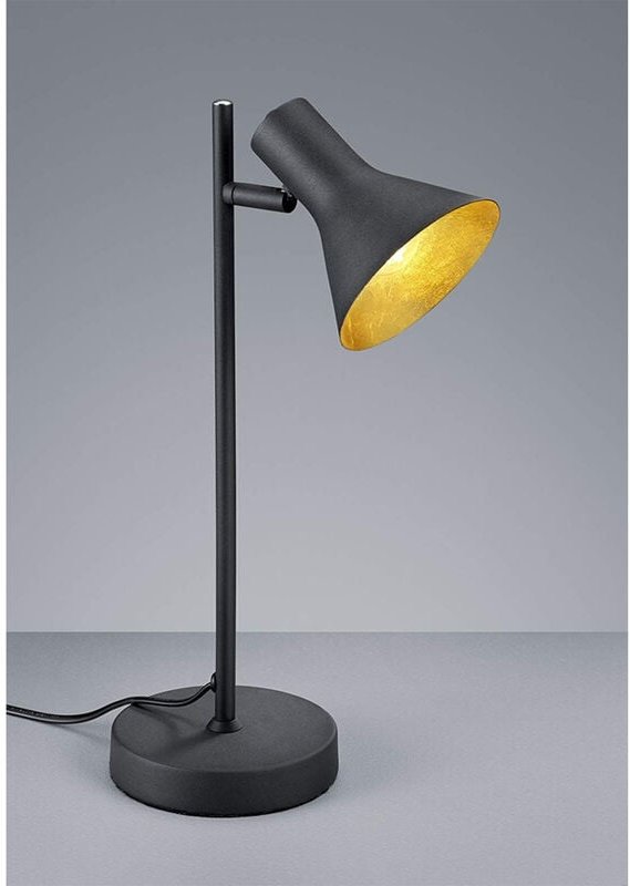 LED Tischleuchte Metall Schwarz/Gold Spot dreh+schwenkbar, Höhe 39cm