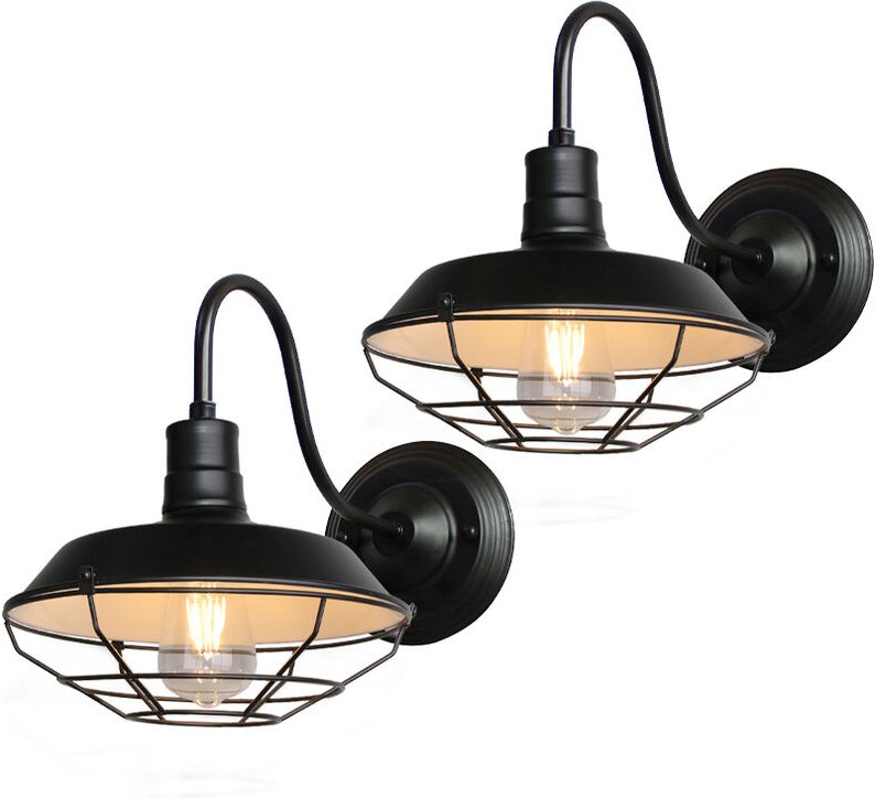 2er Wandleuchten Vintage, Industrielle Stil Wand Sconce mit Metall Käfig, Wandlampe Innen E27 Fassang für Esszimmer Wohn...