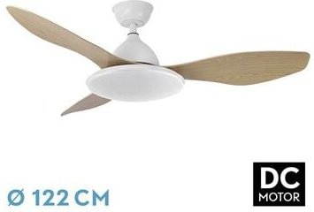 Thumbnail - Fabrilamp - DC-Deckenventilator 'Yael' dimmbar mit Fernbedienung und Timer (72W 3CCT 7200lm) weiß und buche
