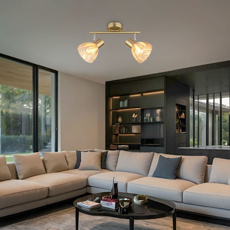 Globo Lighting - Deckenleuchte Deckenlampe Esszimmerleuchte messing 2 flammig schwenkbar l 25 cm