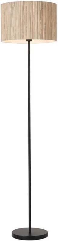 Searchlight - Stehlampe „Meadow“ mit 1 Licht, Lampenschirm aus natürlichem Gras und schwarzem Metall