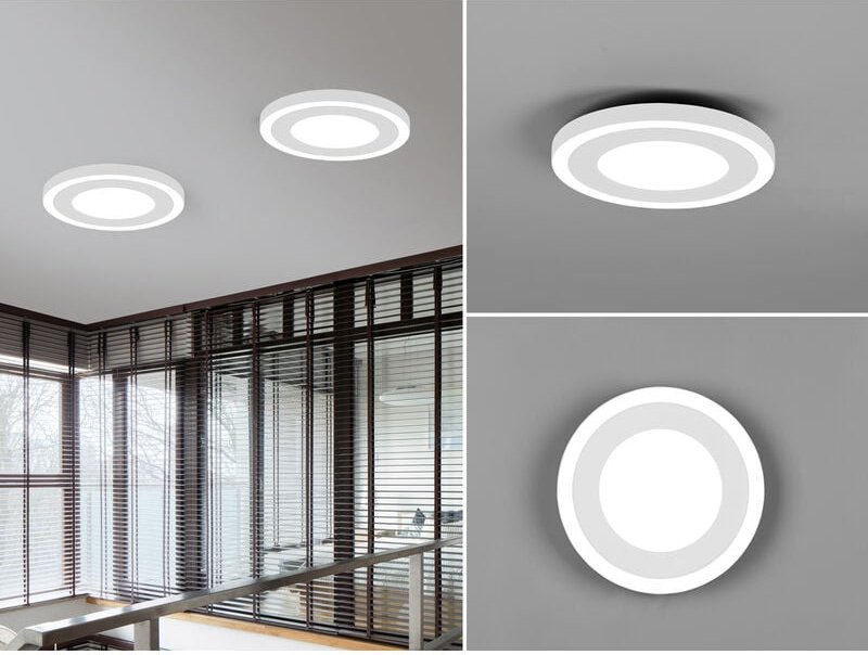 Reality Leuchten - Flache led Deckenleuchte carus Leuchtflächen getrennt schaltbar Weiß, ø 20cm