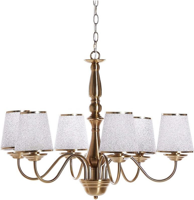 Beliani - Kronleuchter Messingfarben Metall und Acrylglas 6-flammig Klassischer Stil Hängeleuchte für Wohnzimmer Esszimm...