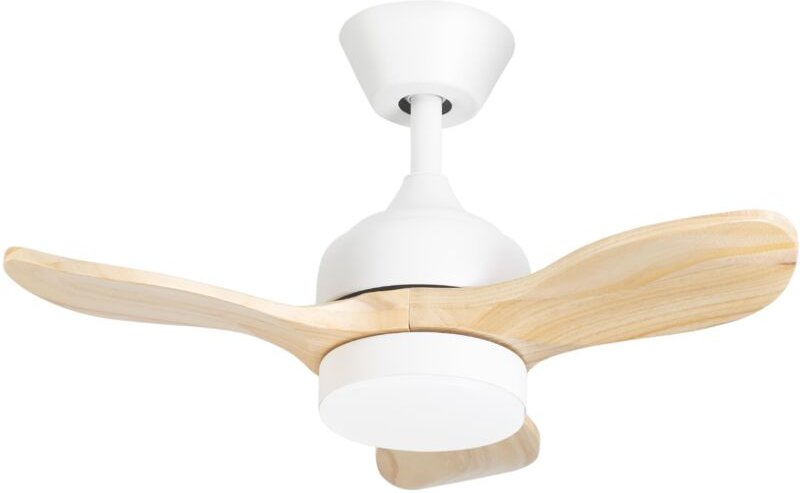 Calar ventilador con selector de temperatura en color blanco y las palas de madera ø 750 mm