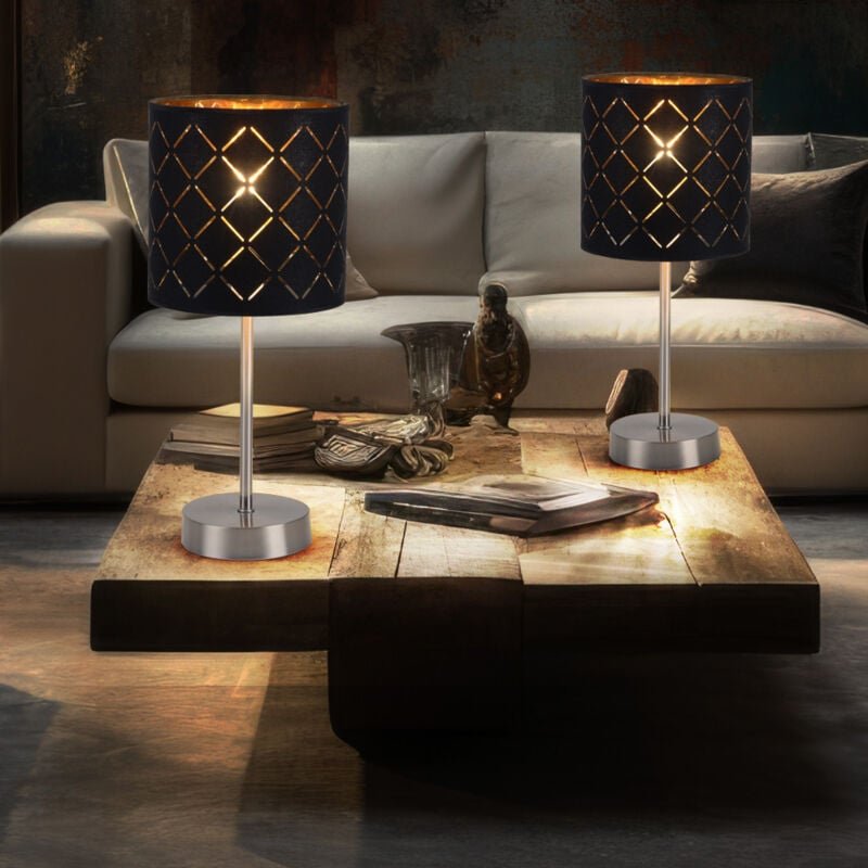 2er Set Nacht Tisch Lampen Schlaf Zimmer Lese Leuchten schwarz gold im Set inkl. led Leuchtmittel