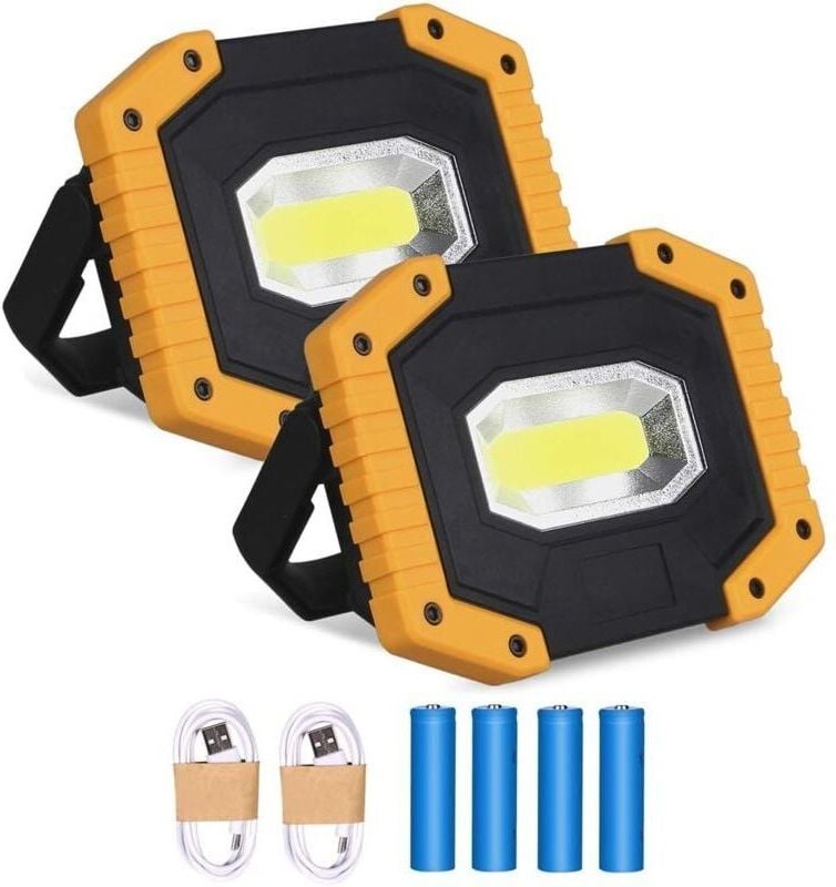 Wiederaufladbares LED-Flutlicht, 30 W, 2000 lm, Baustellen-Arbeitsleuchte mit 4 x 18650-Akku, 3 Modi, tragbare Laterne, ...