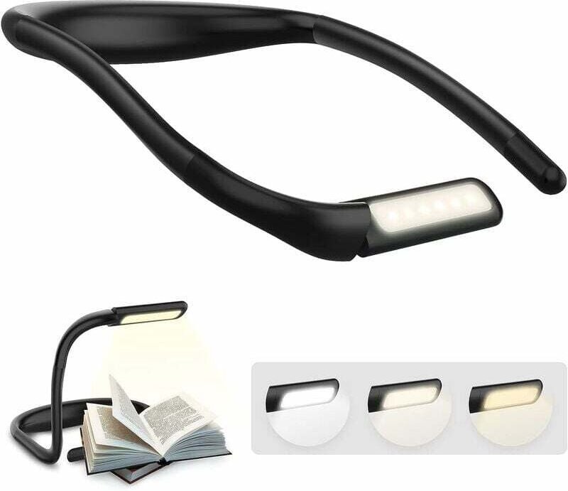 Um den Hals montierbare Leselampe mit klappbaren Armen und 1800 mAh Akku. Diese LED-Schreibtischlampe bietet 3 Lichtfarb...