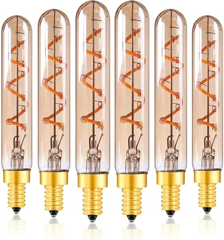 3 W LED-Deko-Glühbirnen, T20 E14 Kandelabersockel, flexibles Filament, LED, superwarmes Gelb, Glas, Bernstein, 2200 K, r...