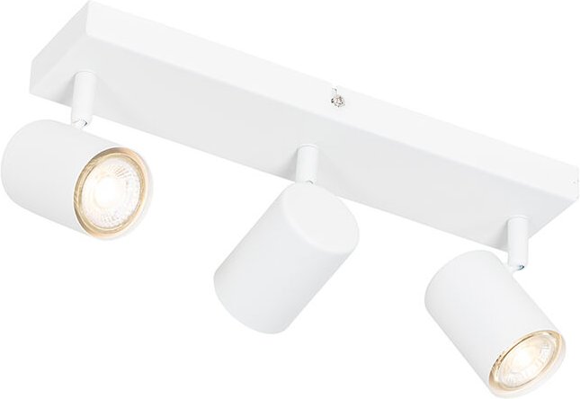 Qazqa - Moderne Deckenleuchte Weiß 3-flammig Verstellbar Rechteckig - Jeana