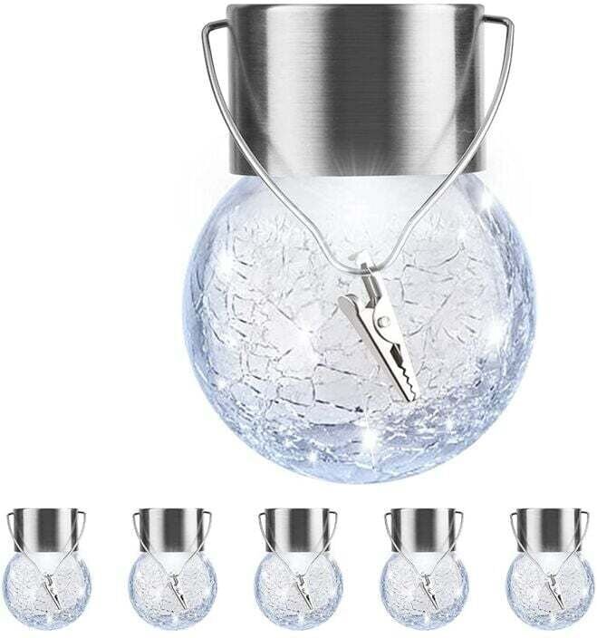 Lot De 6 Lampes Solaires À Suspendre Pour Extérieur, Lanterne Solaire Étanche Avec Poignée Et Clip, Boules Décoratives E...