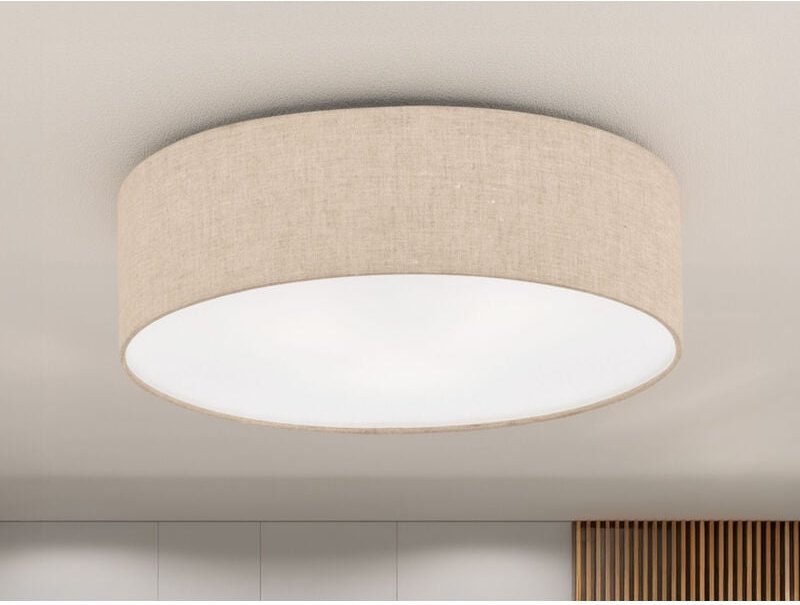 Led Deckenlampe rund mit Lampenschirm Leinen Beige, ø 40cm