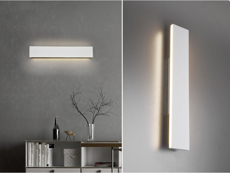 Trio - Flache led Wandleuchte concha Up and Down Weiß - 3 Stufen Dimmer, Breite 47cm