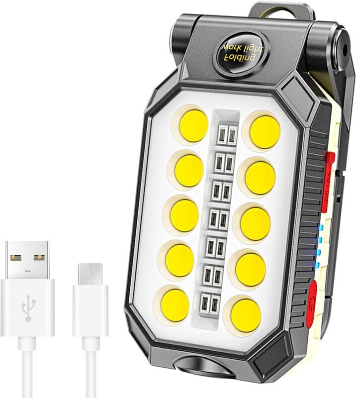 Superhelle LED-Arbeitsleuchte mit Magnet und USB – 4 Modi, COB+LED-Technologie für Autoreparaturen, Werkstatt und Notbel...