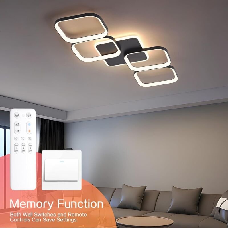 Antenlicht LED Deckenleuchten Modern 50W Wohnzimmerlampe 78cm Deckenlamape mit Fernbedienung 2700-6500K Pendelleuchte fü...
