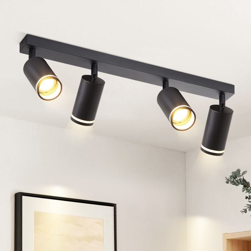 Led Deckenlampe Wohzimmer Deckenstrahler: Schwarz Deckenleuchte GU10 Spots Schwenkbar 4 Flammig Küchenlampe Flurlampe In...