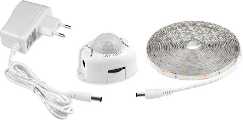 LED-Streifen mit Bewegungsmelder, selbstklebender, flexibler LED-Streifen, IP65 wasserdicht mit 12V-Netzteil, Lichtleist...