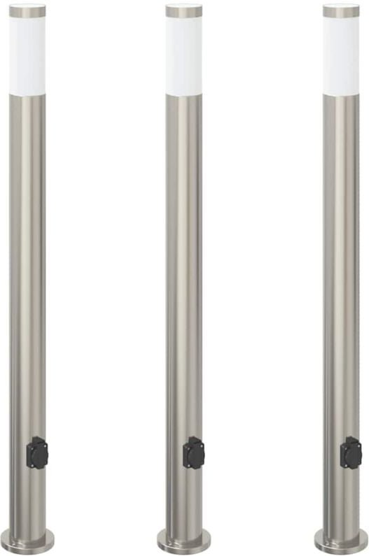 Pollerleuchten mit Auslass 3er 110 cm Edelstahl IP44 vidaXL