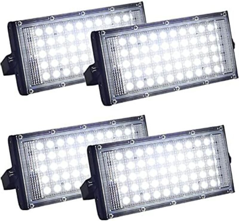 Set mit 4 ultrahellen, wasserdichten IP66-LED-Flutlichtstrahlern für den Außenbereich, geeignet für Hof, Garage, Sportpl...
